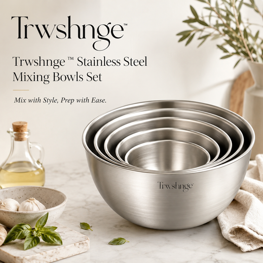 Trwshnge™ Stainless Steel Mixing Bowls Set - Non-Slip Nesting Prep Bowls