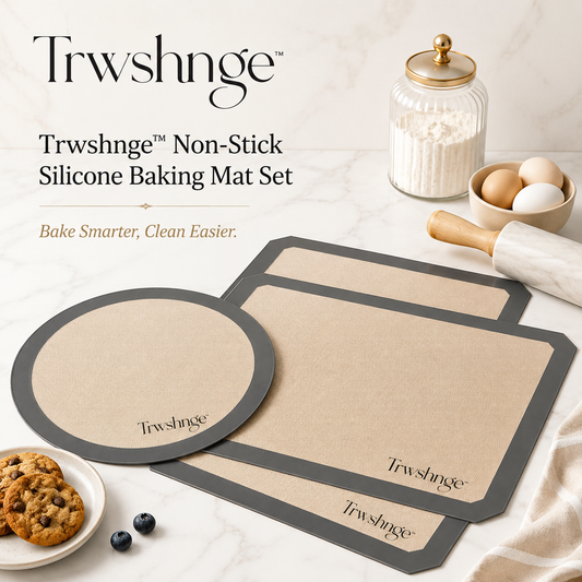 Trwshnge™ Reusable Silicone Baking Mat Set - Non-Stick Oven-Safe Pastry and Cookie Mats