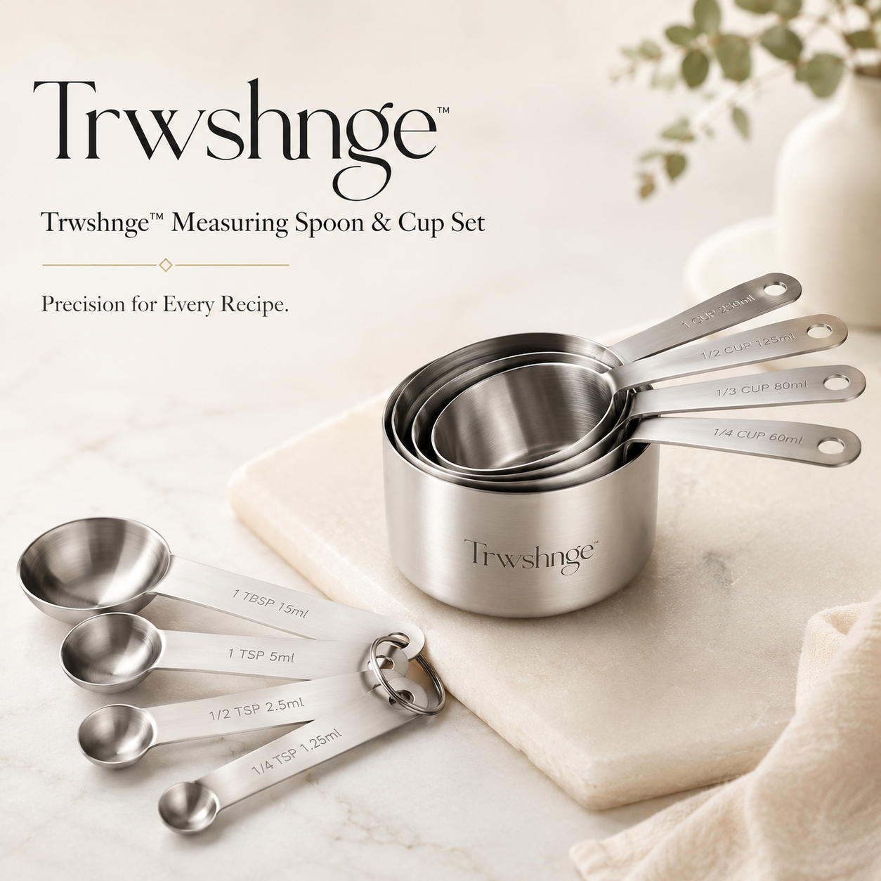 Trwshnge™ Magnetic Measuring Cups and Spoons Set - Stainless Steel Baking Measurement Tools